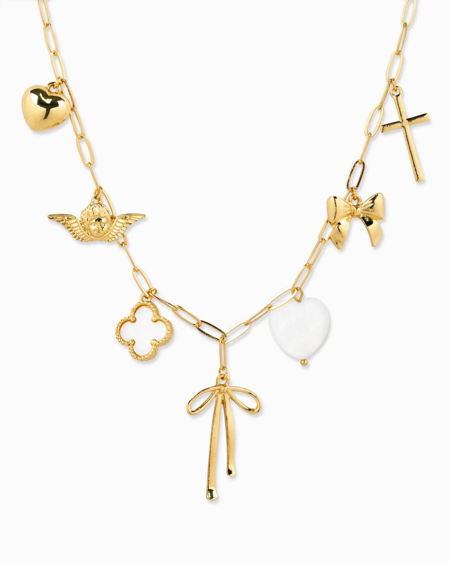 Chunky Bow Multi Gold Charm Necklace