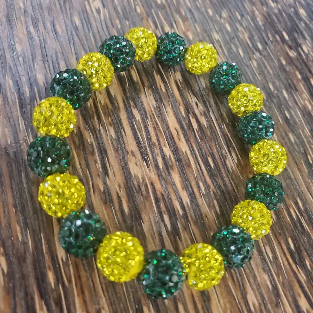 Green and Yellow Stretchy Bling Bracelet