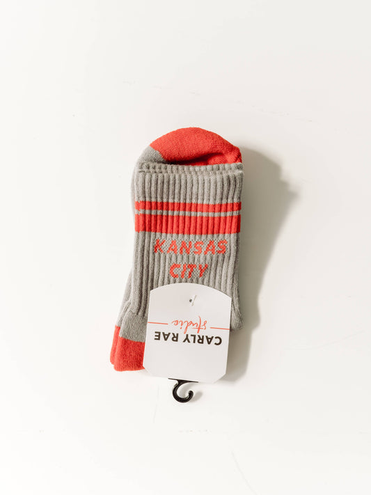 Kansas City Crew Socks - Grey w/ Red