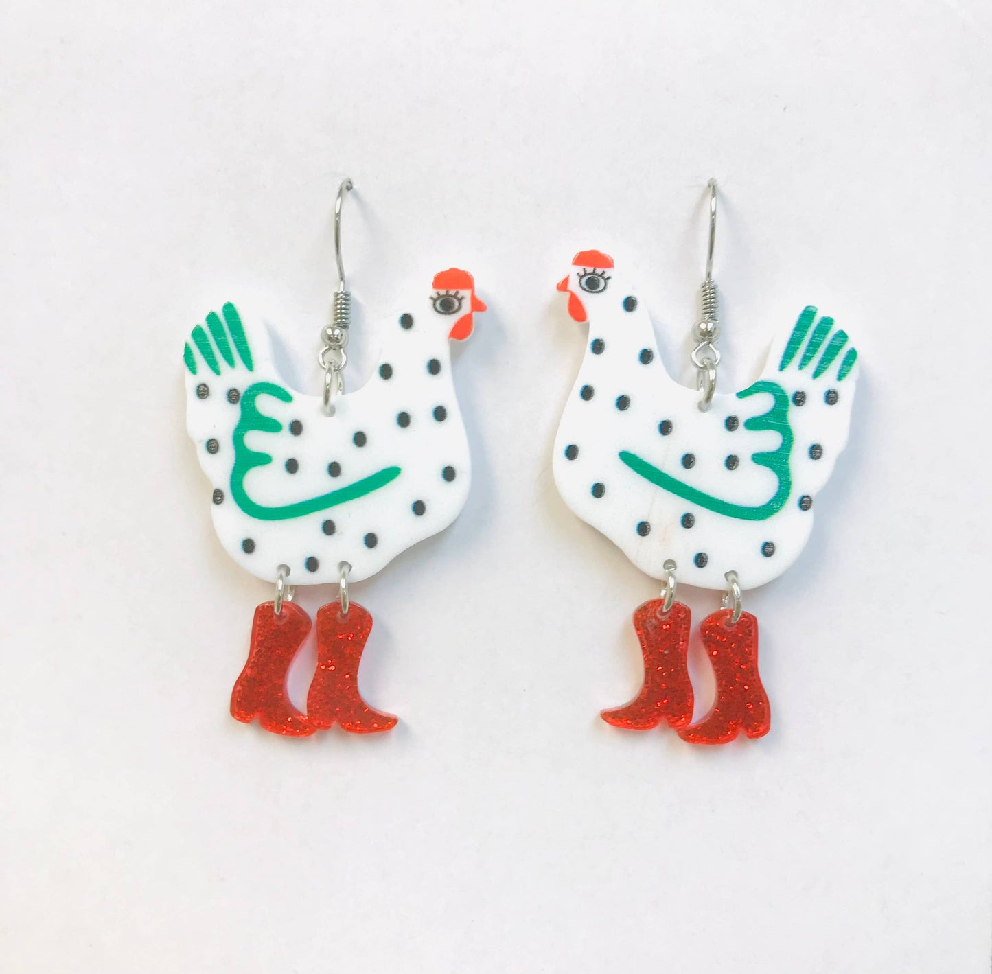 Hen With Boots Earrings