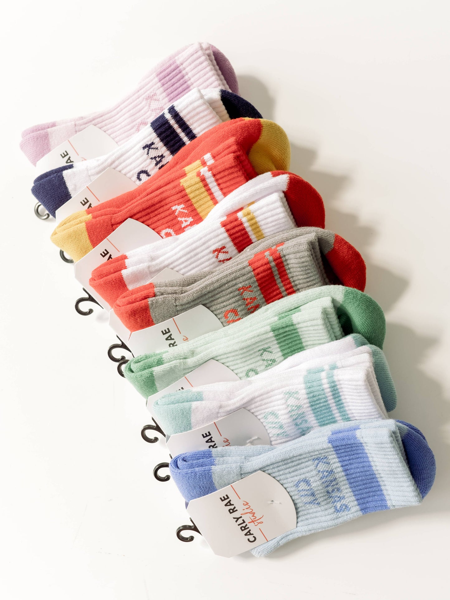 Kansas Socks - White w/ Blue, Red & Yellow