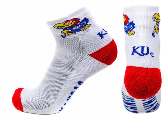 Kansas Jayhawks White & Red Quarter Socks