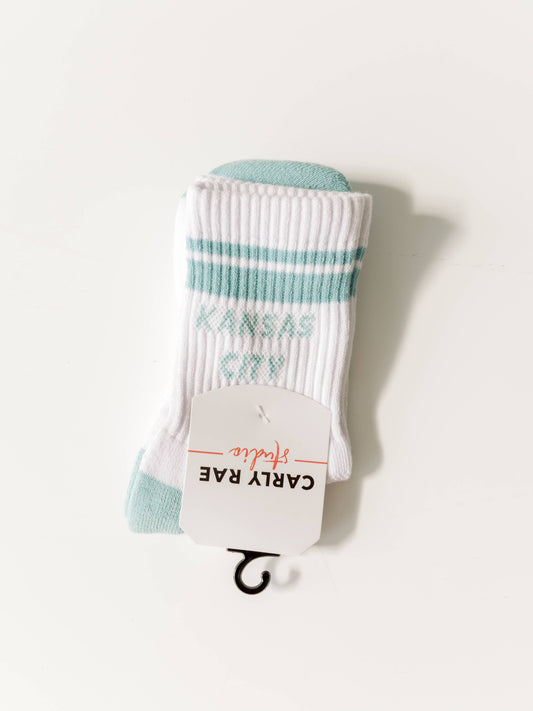Kansas City Crew Socks - White w/ Teal