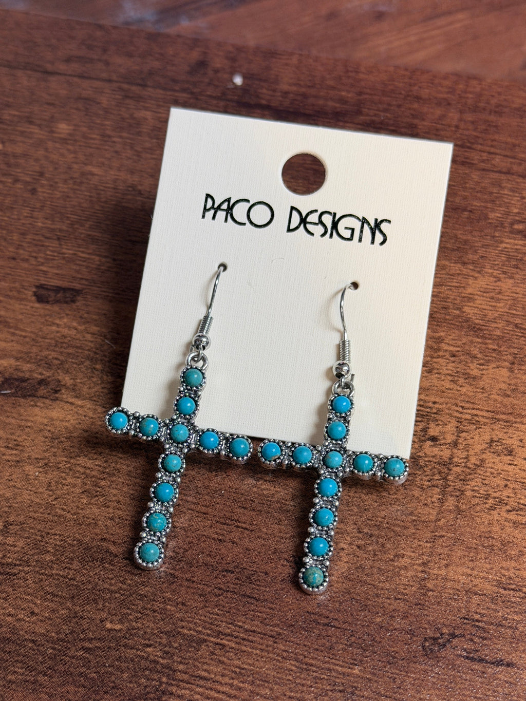 Turquoise Cross Dangle Earrings