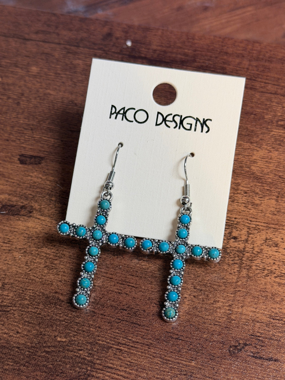 Turquoise Cross Dangle Earrings