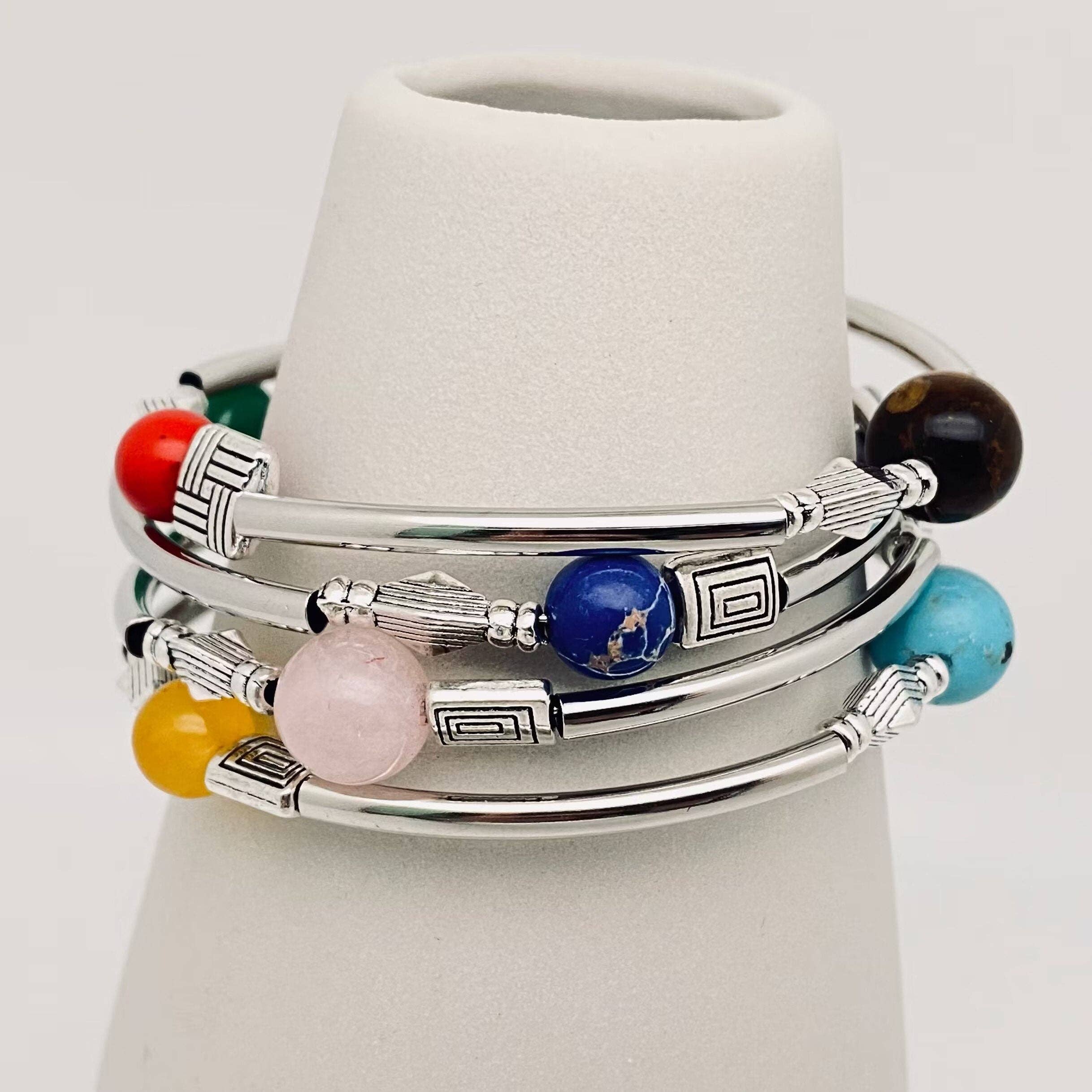 Natural Stone Wrap Beaded Bracelet Bangle