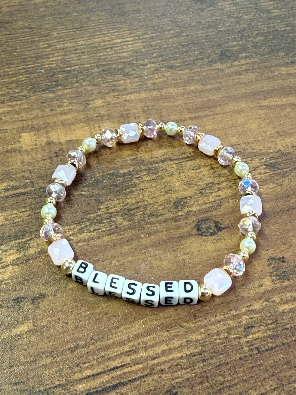 Blessed Pink Facted Beaded Bracelet