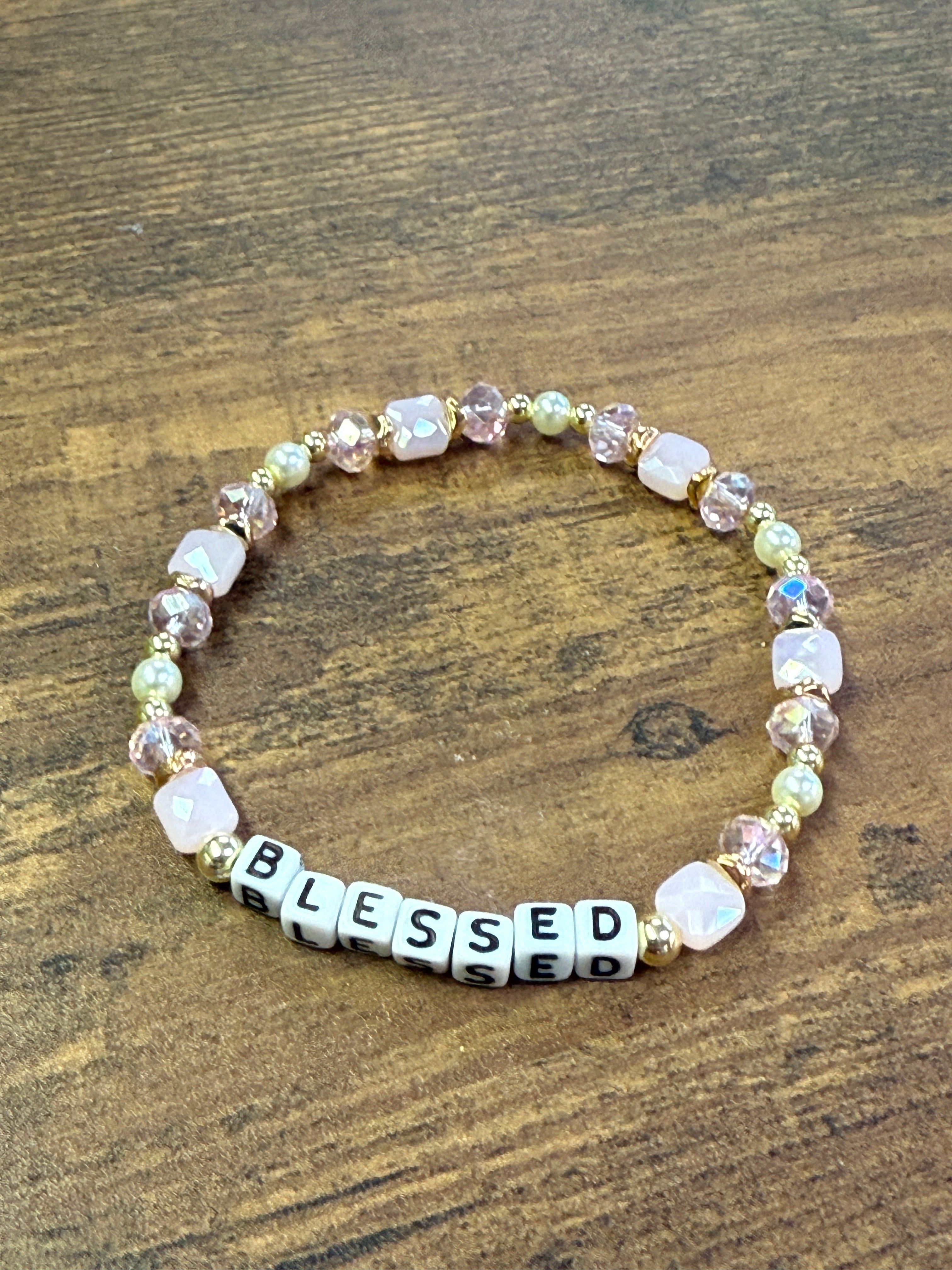 Blessed Pink Facted Beaded Bracelet