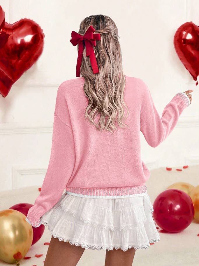 Valentine Love Chenille Letter Graphic Sweater