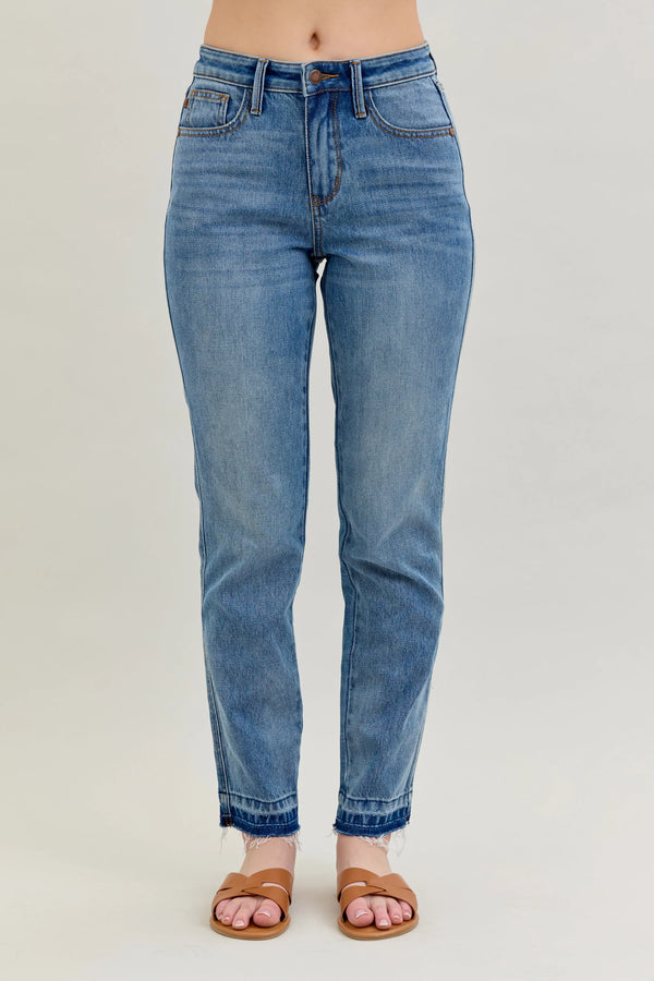 Judy Blue Rigid Magic Raw Hem Boyfriend Jean