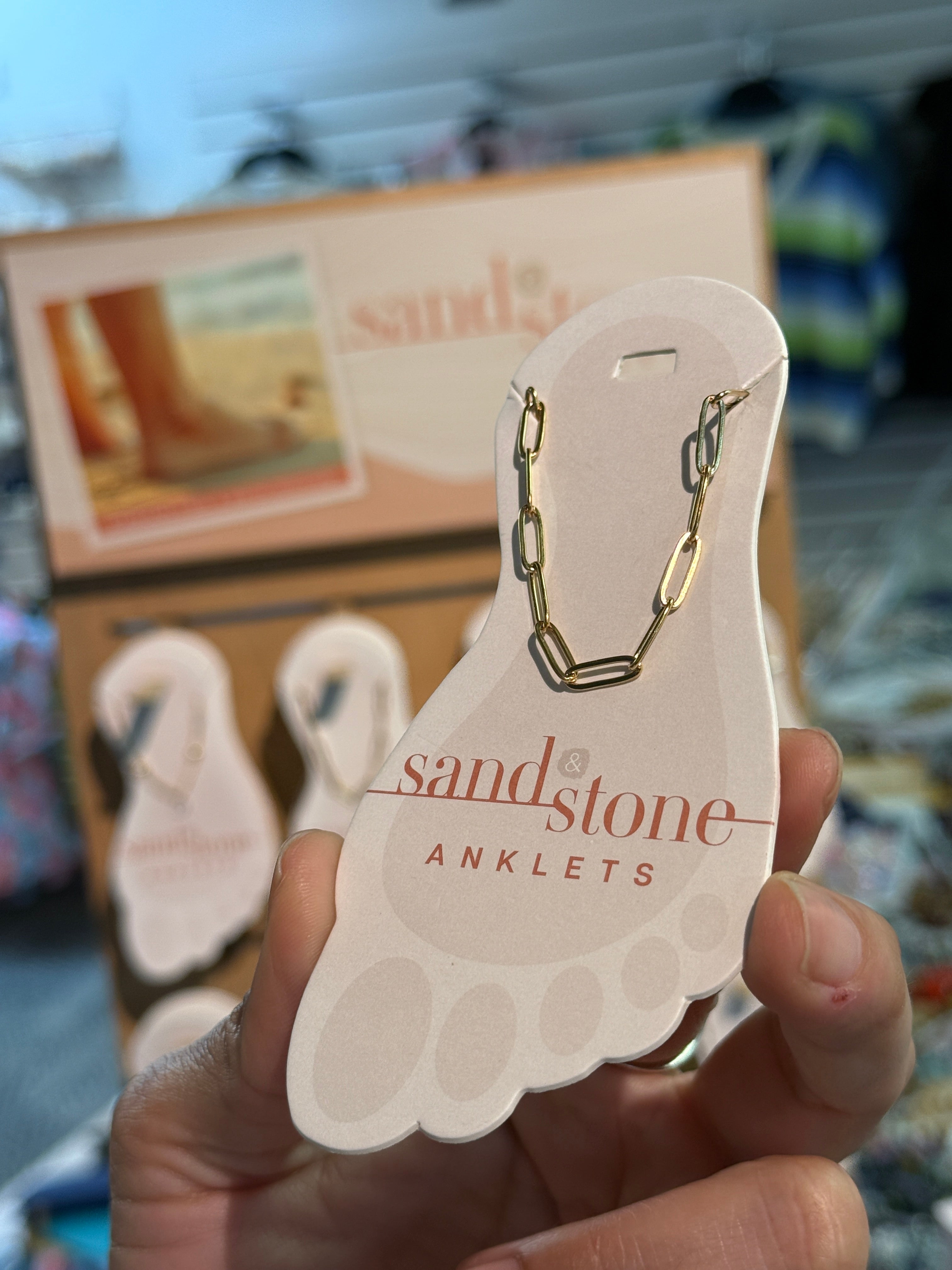 Gold Tone Stainless Steel Water Resistant Anklet by Sand & Stone