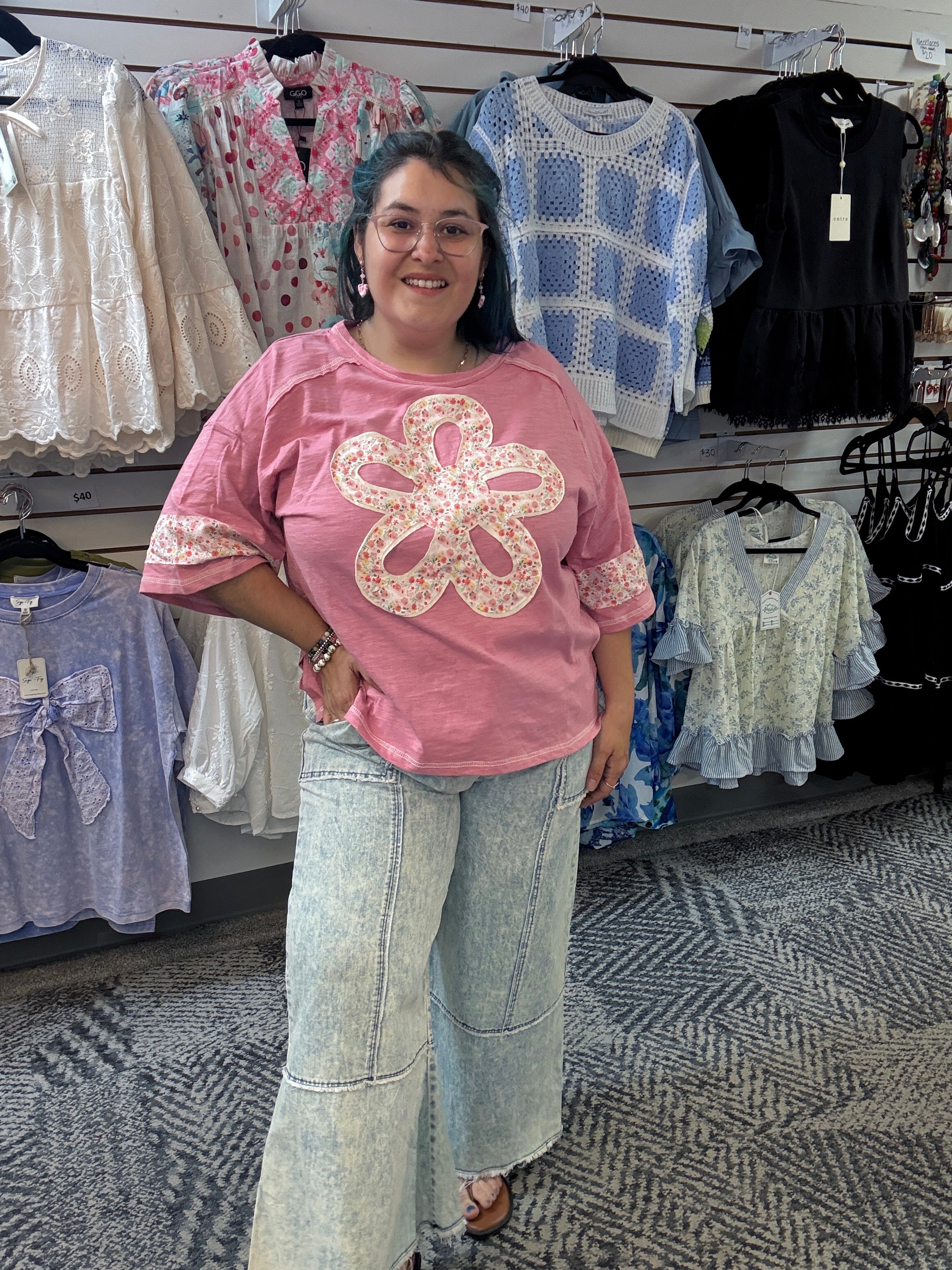 Flower Power Patchwork Boho T-shirt