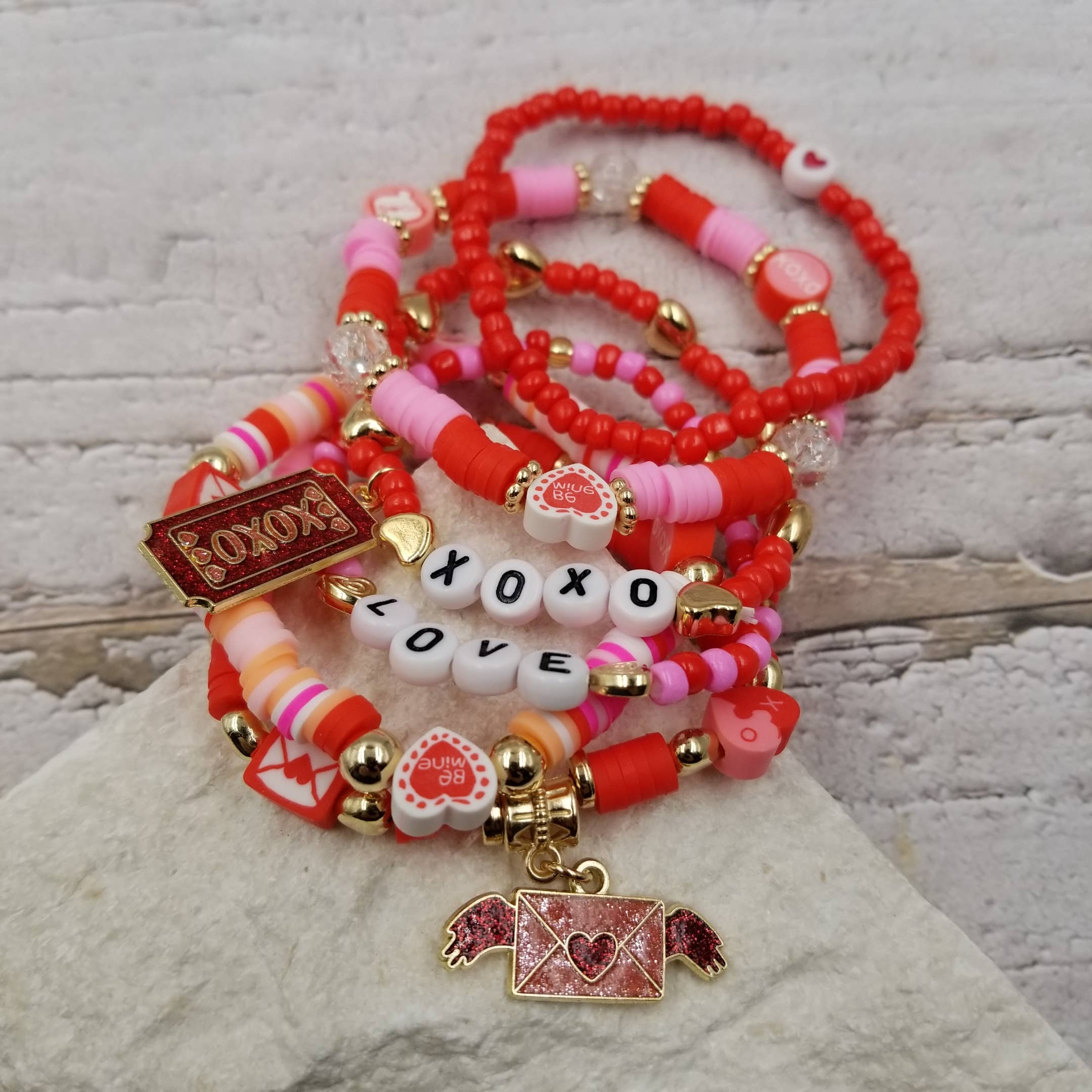 Passionate Red Multi Layered Valentine's Day XOXO Bracelet