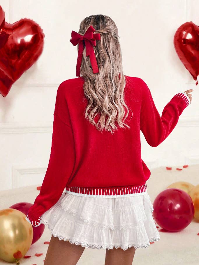 Valentine Love Chenille Letter Graphic Sweater