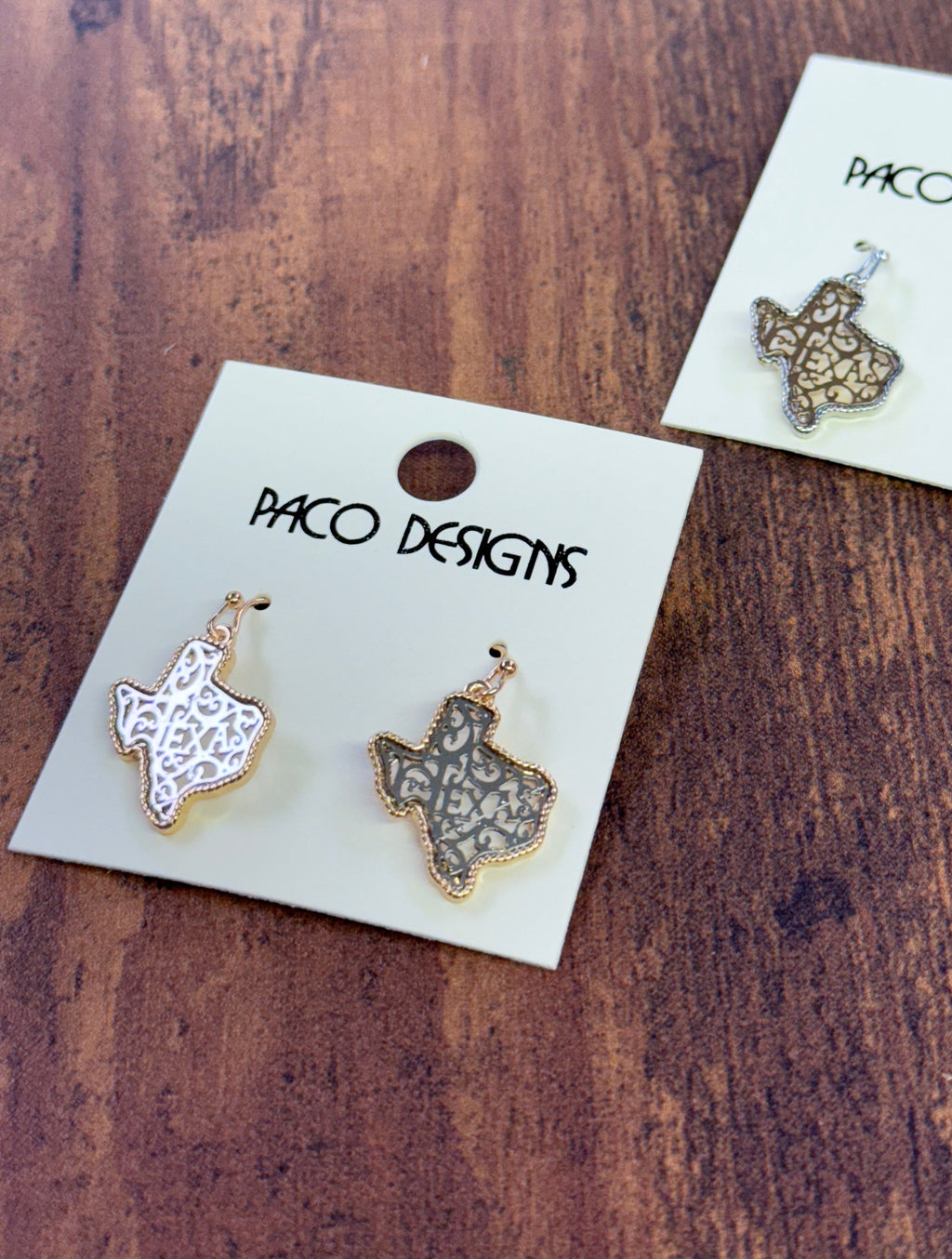 Small Gold Lasso Trim & Silver Filagree Texas Earrings