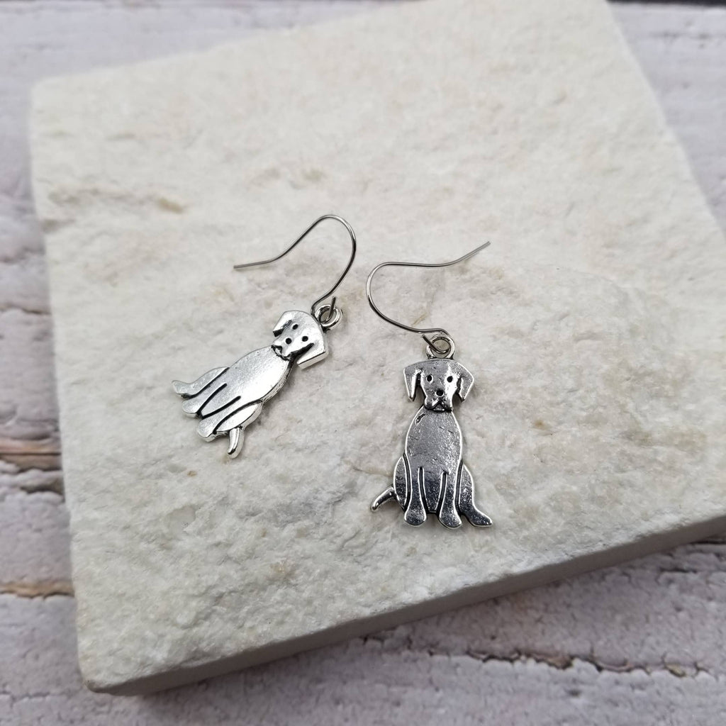 Silver Cute Dog Earrings