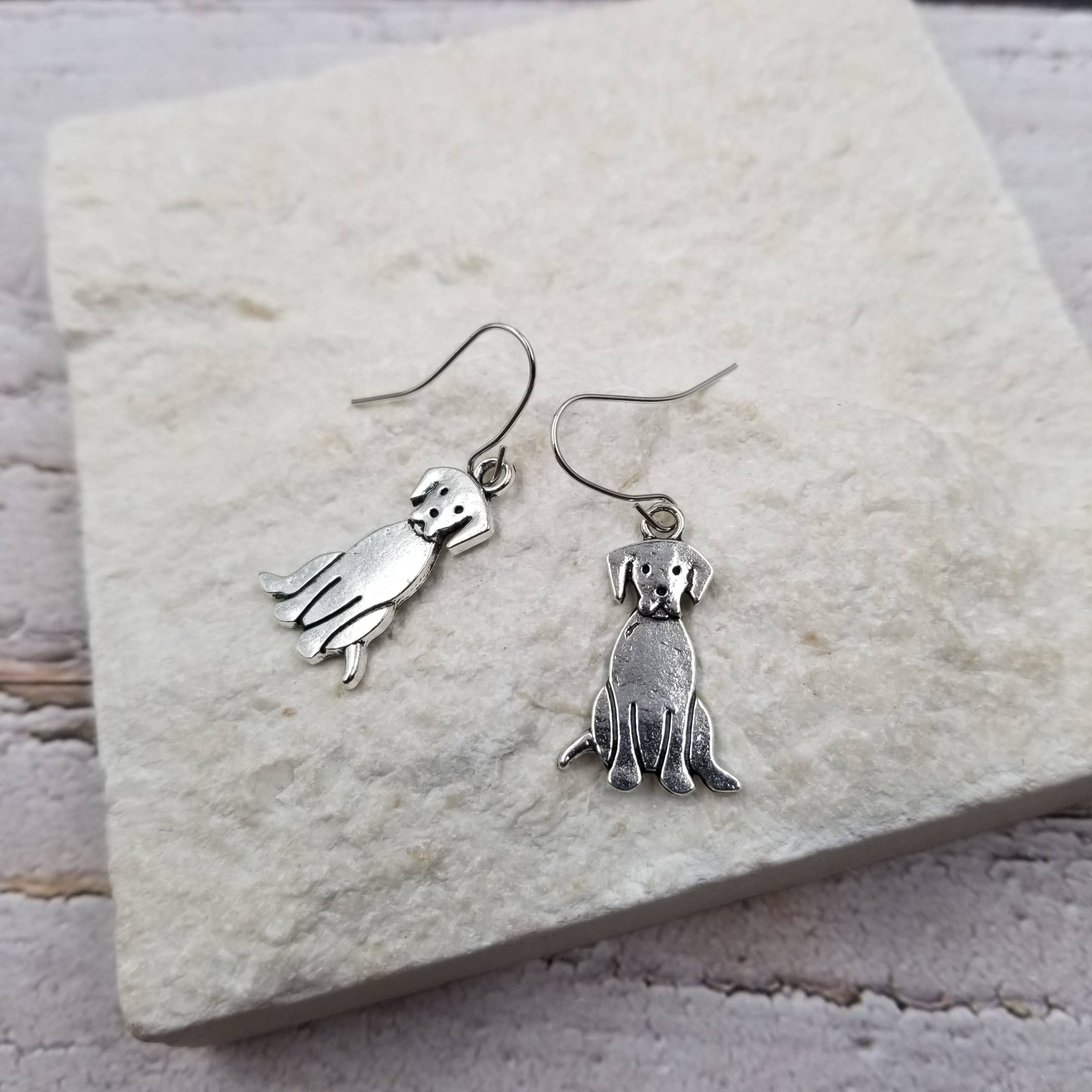 Silver Cute Dog Earrings