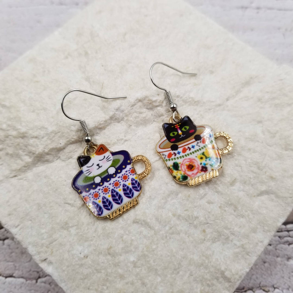 Teacup Cat Earrings