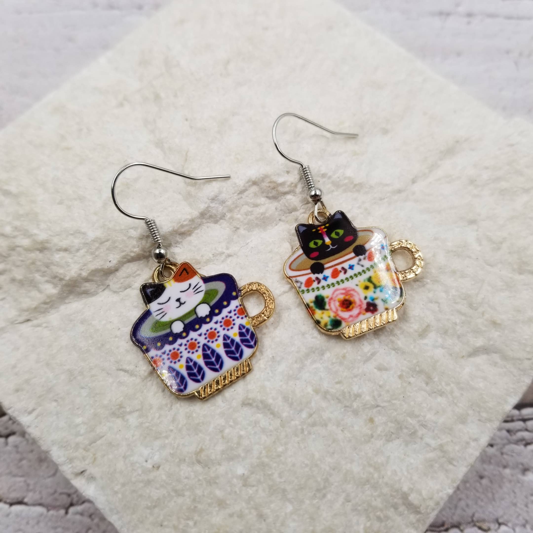 Teacup Cat Earrings