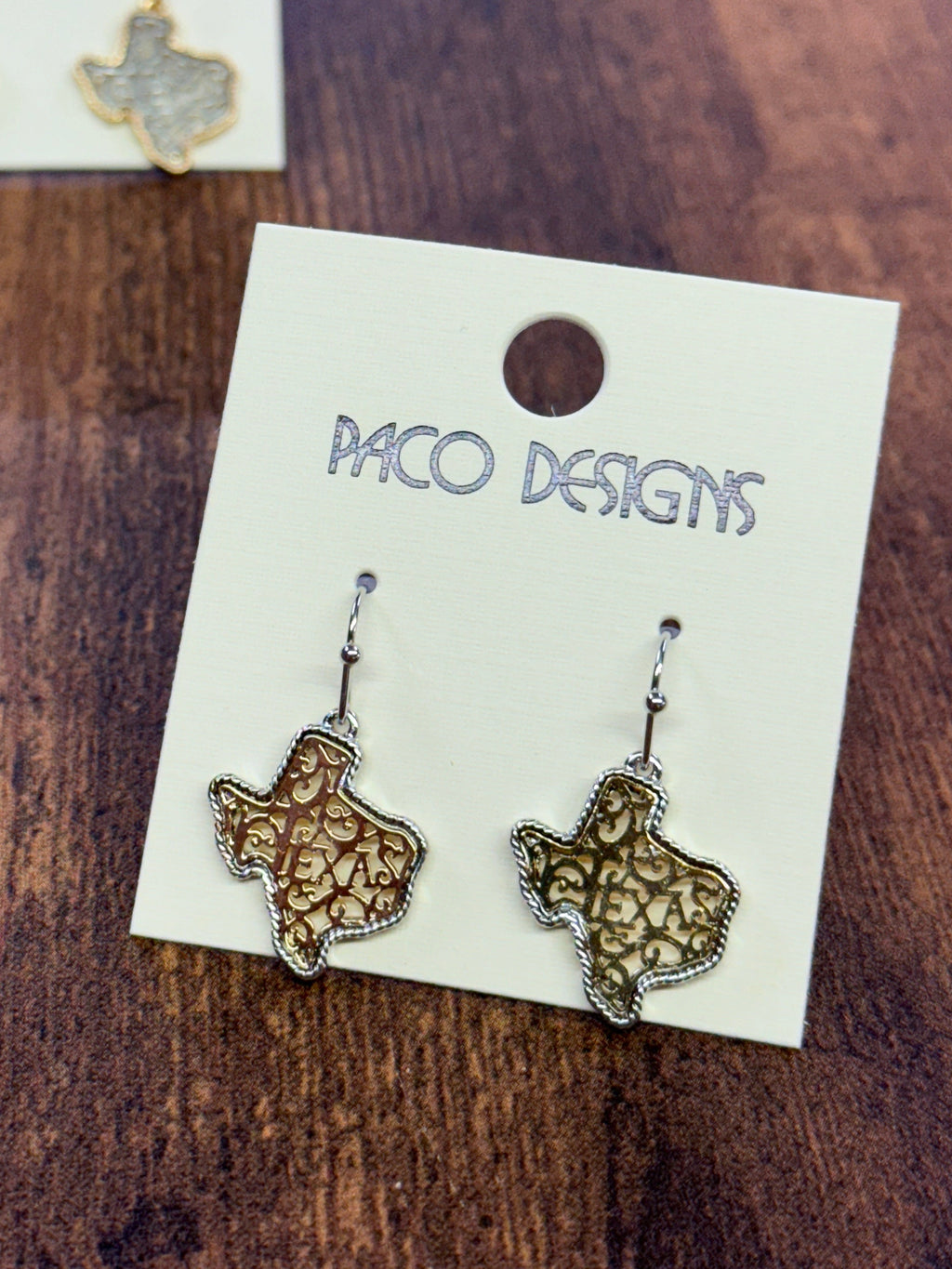 Small Silver Lasso & Gold Filagree Texas Earrings