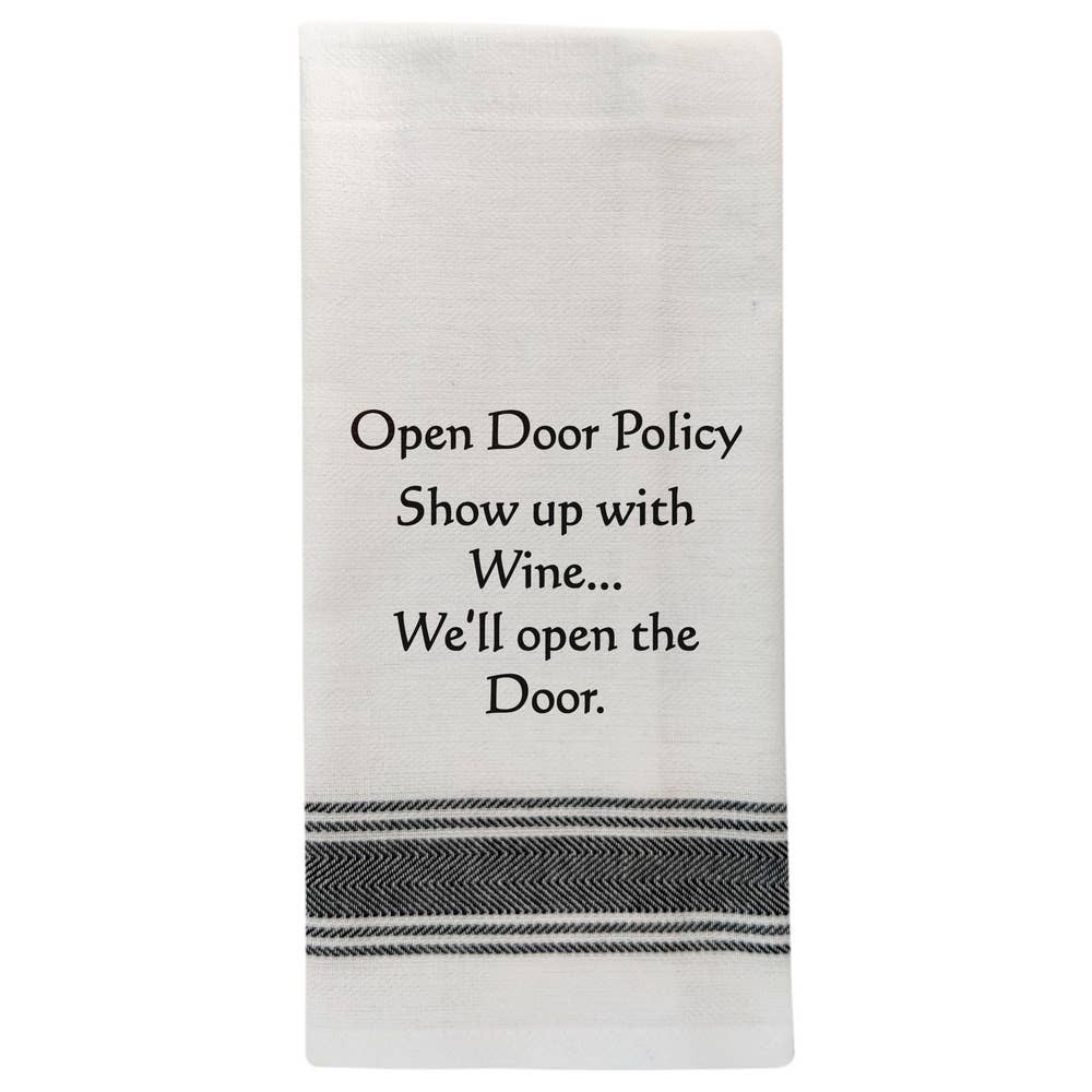 White Kitchen Towel "Open door policy..."