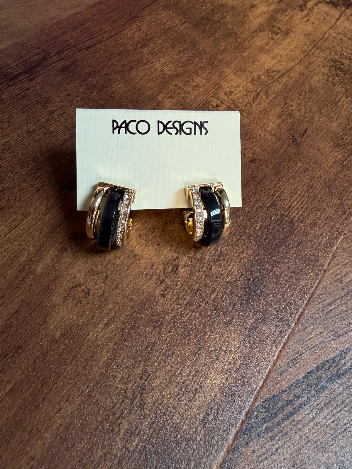 Mini Black Bling Rhinestone Huggie Post Earrings