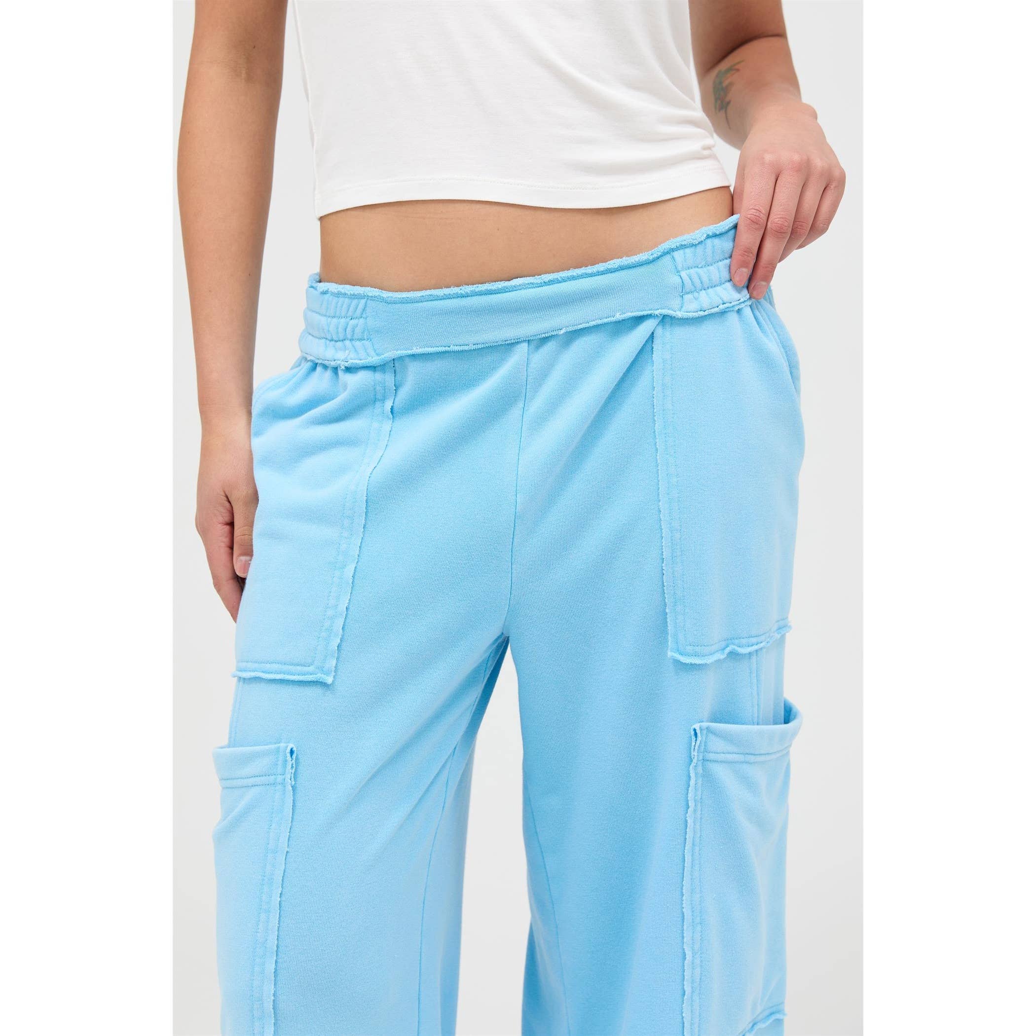 Mineral Wash Wide Leg Cargo Pants