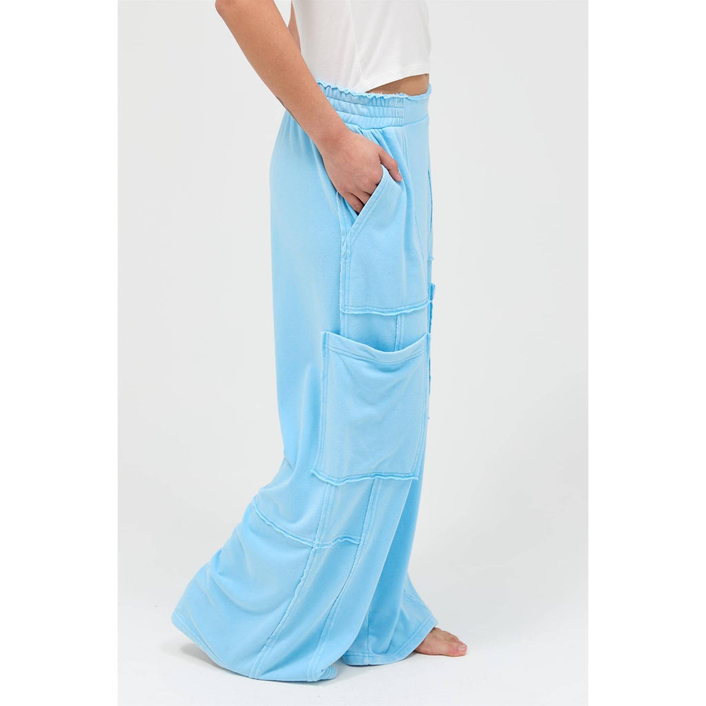 Mineral Wash Wide Leg Cargo Pants