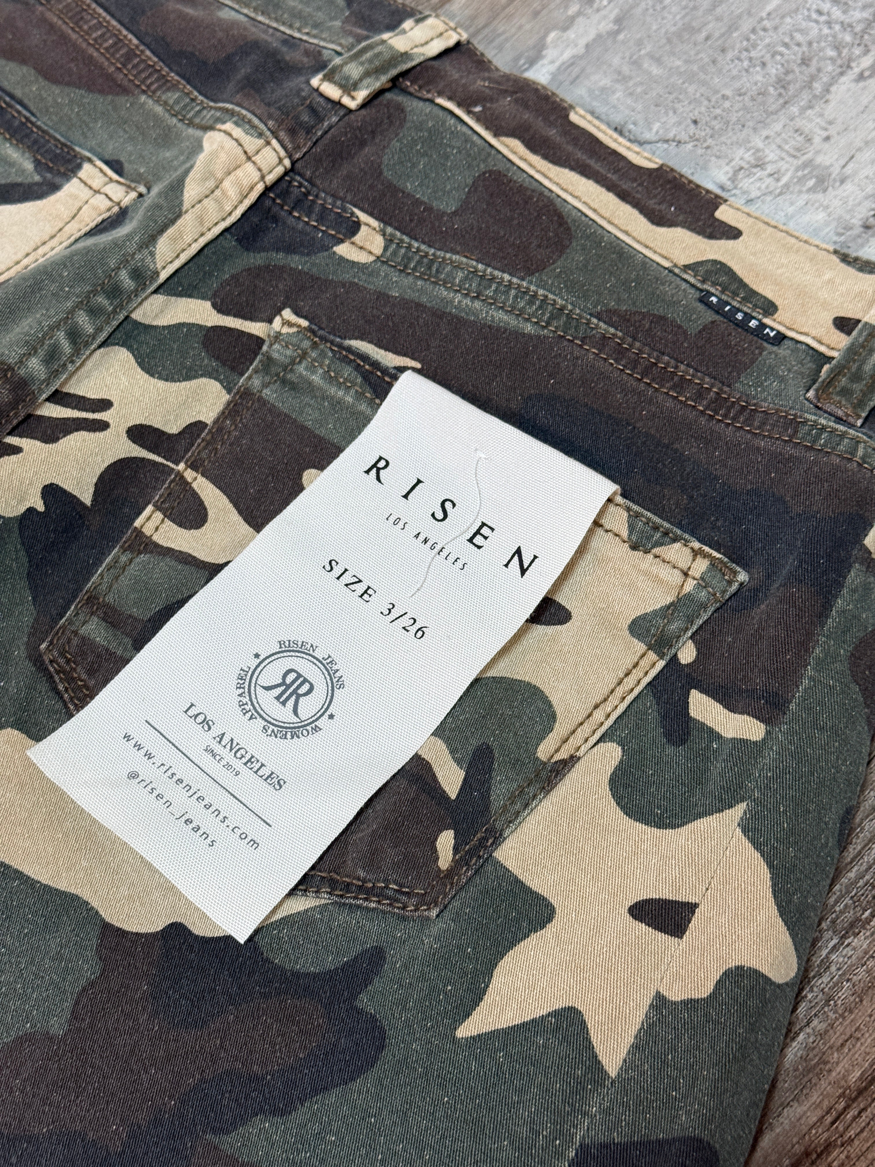 Risen Faded Camo Ankle Barrel Double Roll Up Pants