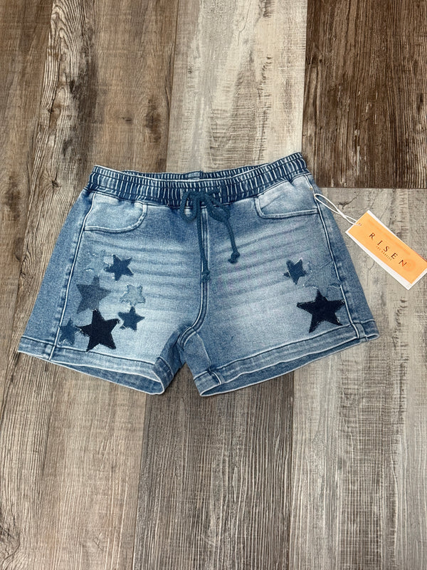 Star Patchwork Denim Shorts by Risen