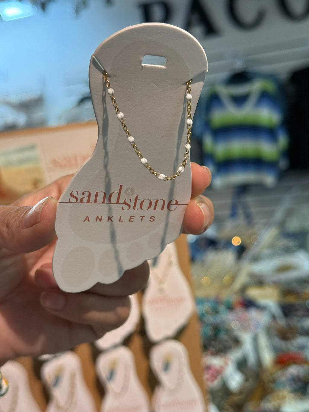 Gold Tone Stainless Steel Water Resistant Anklet by Sand & Stone