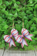 Baseball Bow Dangle Earrings