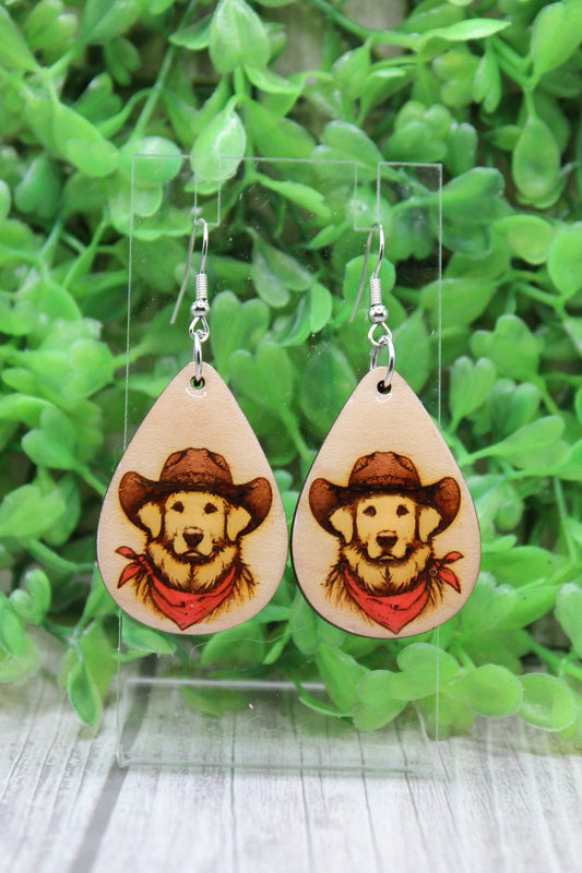Western Dog Teardrop Dangle Earrings