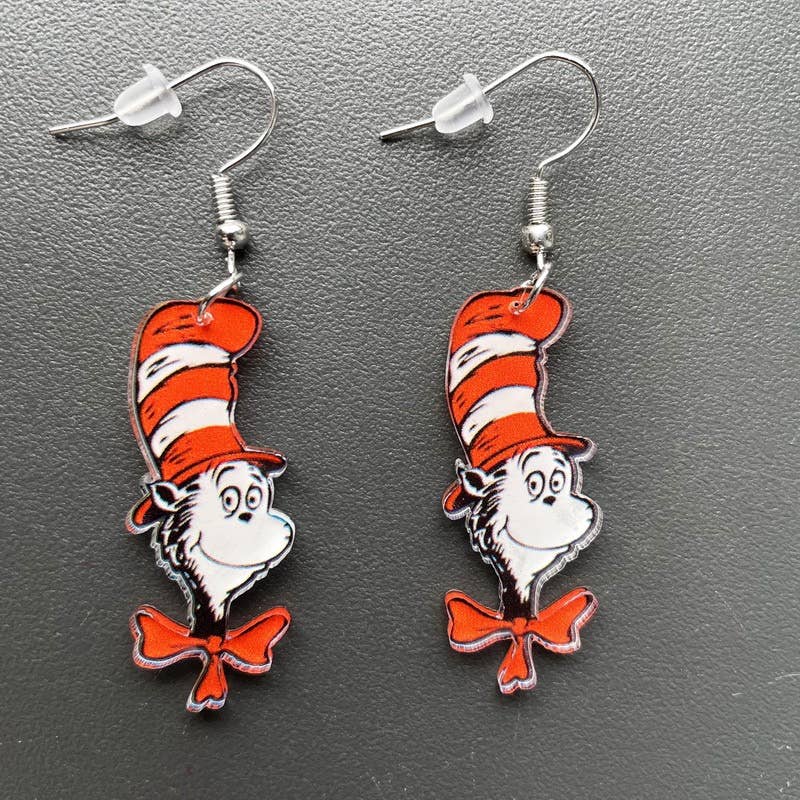Acrylic Earrings: High Hat Cat