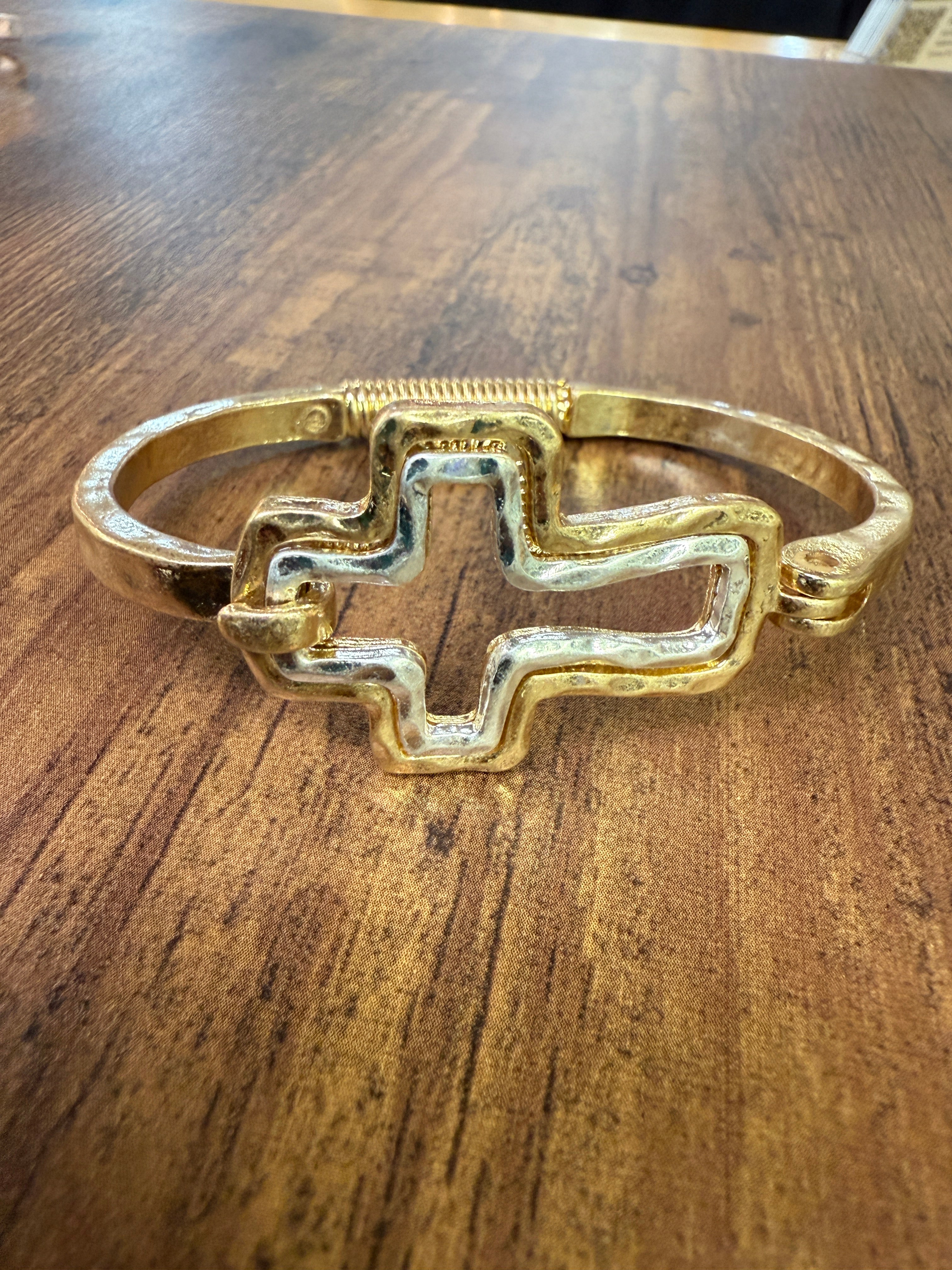 Beautiful Mixed Metal Cross Cuff Bracelet Gold OR Silver