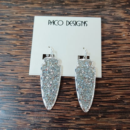 Beautiful Druzy Rose Gold and Silver Bling Arrowhead Earrings