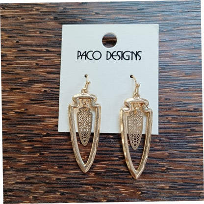 Arrowhead filagree drop earrings Gold or SIlver