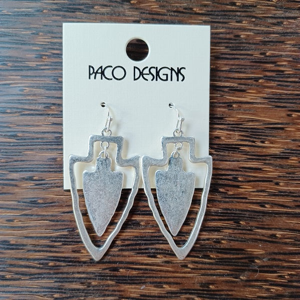 Flat Matte Arrowhead Earrings Gold or Silver