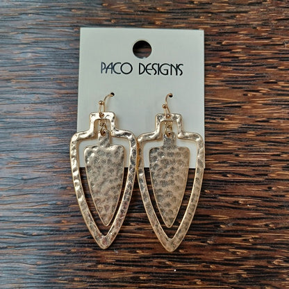 Flat Hammered Solid Color Arrowhead Earrings silver or gold