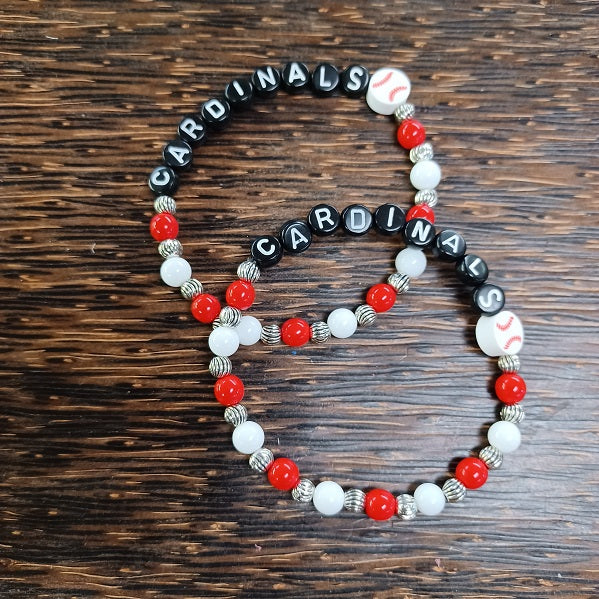 Cardinals Red and White Baseball Bracelet