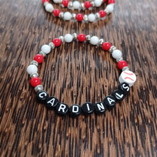 Cardinals Red and White Baseball Bracelet