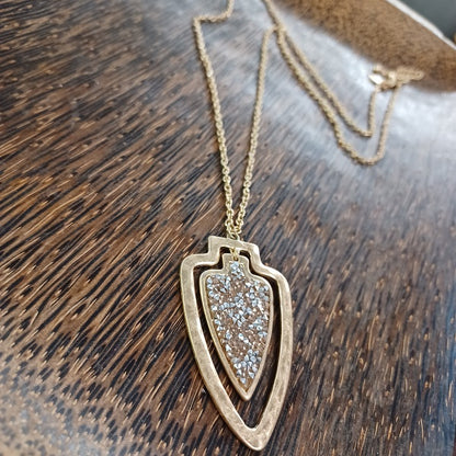 Beautiful Two Layered Druzy Quartz Arrowhead Necklace