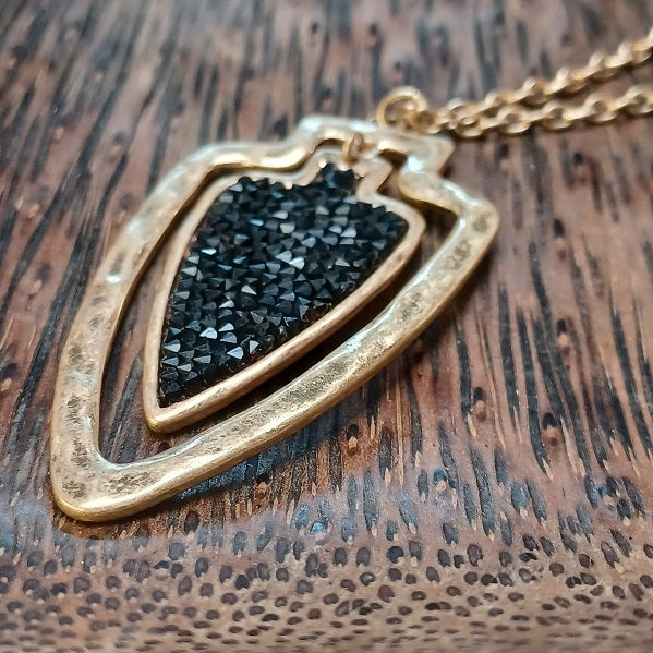 Beautiful Two Layered Druzy Quartz Arrowhead Necklace