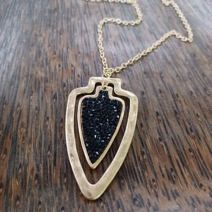 Beautiful Two Layered Druzy Quartz Arrowhead Necklace