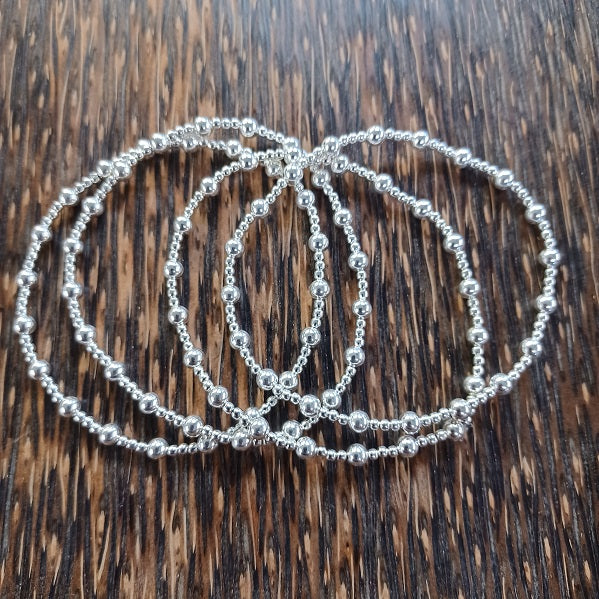 Sterling Silver Stretchy Beaded Bracelet