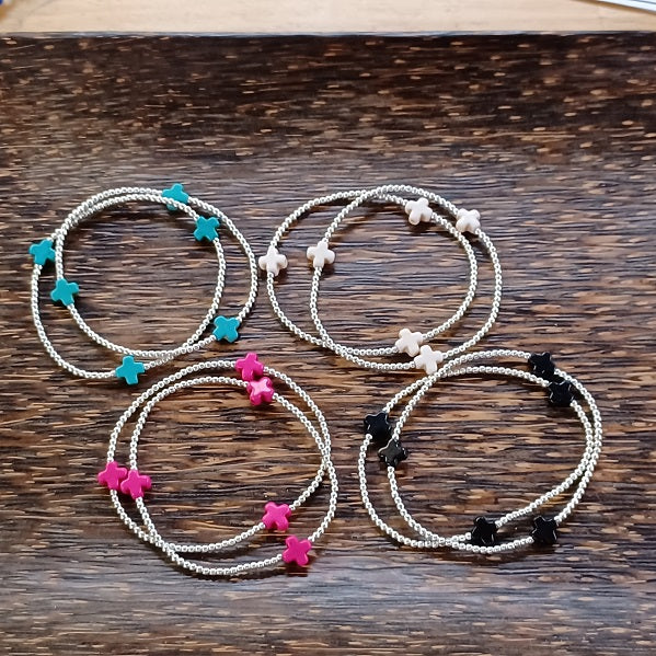 Sterling Silver and Stone Cross Faith Bracelet