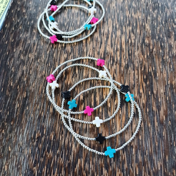 Sterling Silver and Stone Cross Faith Bracelet