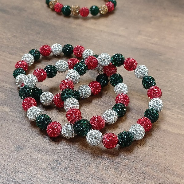 Sleigh in Silver Christmas Bling Beaded Bracelet