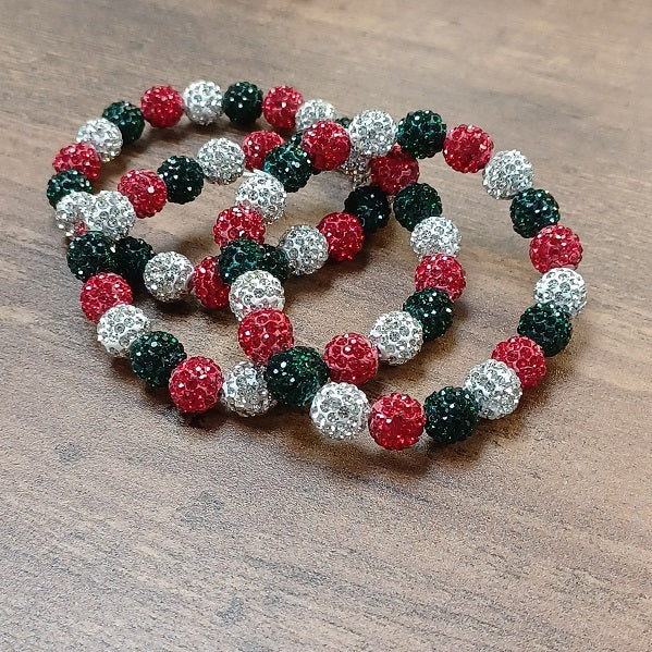 Sleigh in Silver Christmas Bling Beaded Bracelet