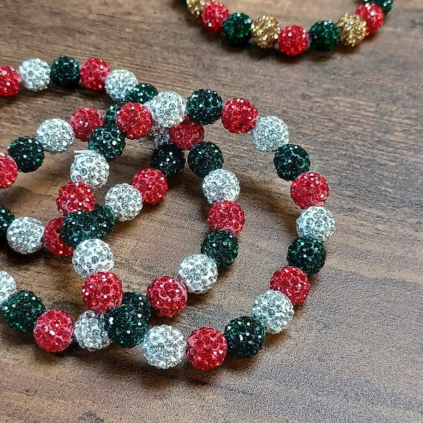 Sleigh in Silver Christmas Bling Beaded Bracelet